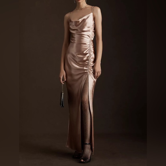 Anthropologie Dresses & Skirts - Anthropologie Satin Side Slit Gown